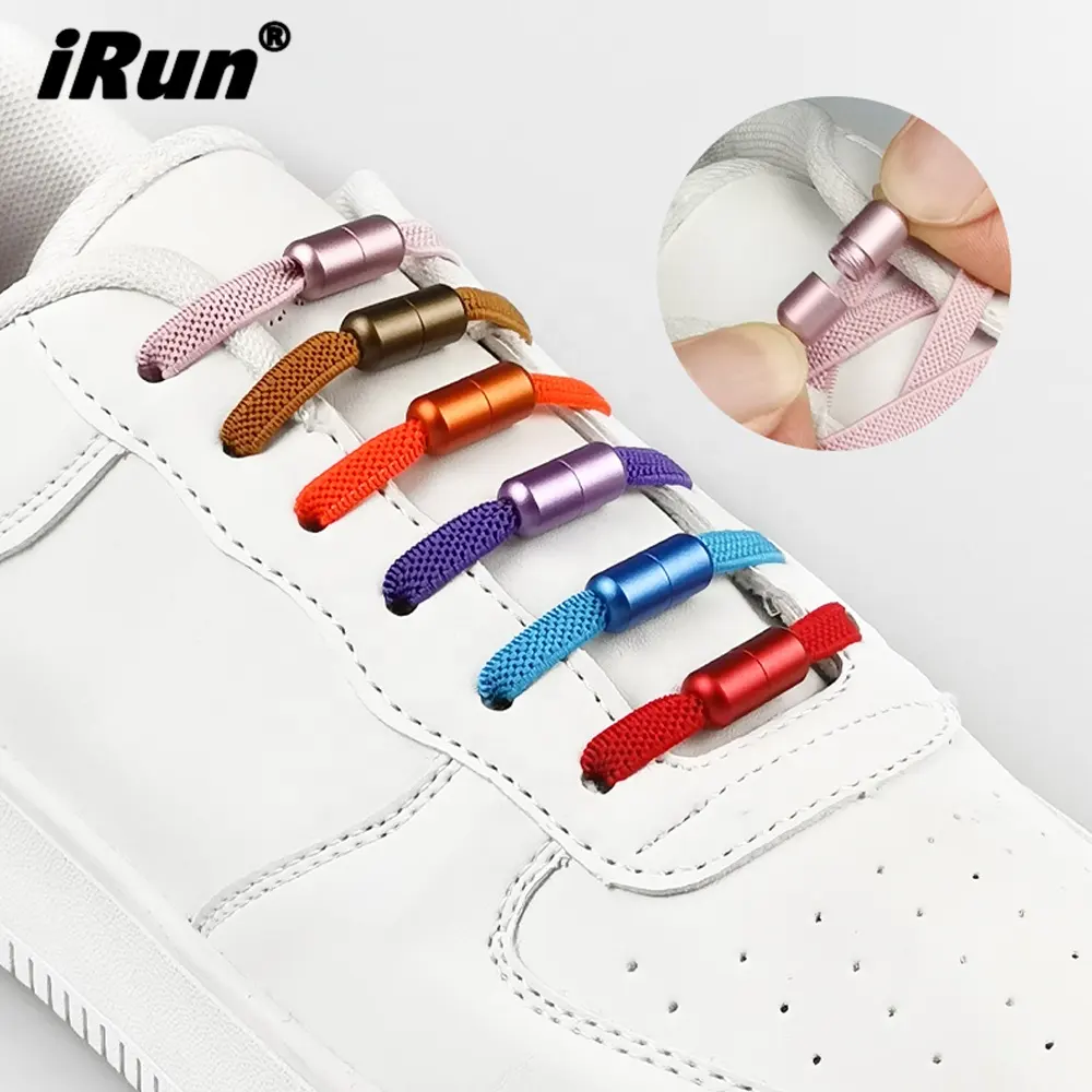IRun ленивые, без завязывания, эластичные шнурки для обуви, металлические кнопки, пряжка в виде капсулы, плоские, эластичные шнурки без завязывания