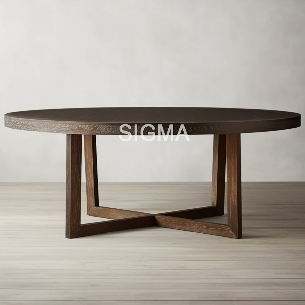Modern Solid Wood Dining Table Round Oak Table Dining Room Furniture