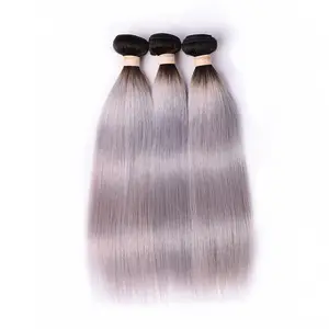 Bán Buôn 1B Xám Màu Tóc Con Người Weave Bó Tự Nhiên Virgin Xám Remy Tóc Sợi Ngang