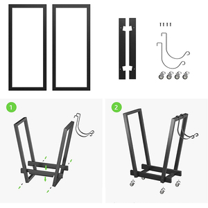 Nouveau produit métal acier corten extérieur porte-bûches de bois de chauffage boîte caisse support armoire de rangement en bois avec roues et crochet - Product Image 4