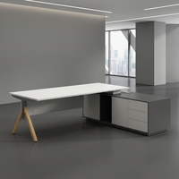 Poste de travail de direction en L, élégant et haut de gamme, en bois, pour bureau d'entreprise et immeuble commercial