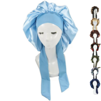 Salon de coiffure Écharpe Wraps Nuit Sommeil Soins Grande Tresse Satin Imprimé Bande Élastique Turban Sommeil Cap Cheveux Casual Soie Bonnet