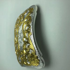 Hebilla de cinturón de latón macizo personalizada, logotipo de flor grabado en 3D de lujo, clip de cuentas doradas y plateadas, placa con nombre occidental, 40mm de ancho interno - Product Image 5