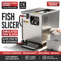 Trancheuse diagonale commerciale pour poisson, découpe multi-lames manuelle et synchronisée, épaisseur réglable pour la transformation des aliments aquatiques.