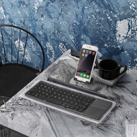 Keyboard nirkabel lampu latar LED lipat Mini ramping portabel USB 3.0 isi ulang kompatibel antarmuka USB 3 tombol angka untuk ponsel