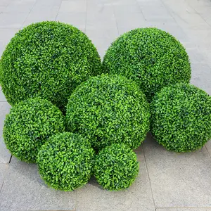 Hot Selling Plastic Tuin Groene Topiary Decoratieve Kunstmatige Plant Pindablad Grasballen Voor Achtertuin