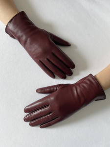 BSCI कारखाने स्टाइलिश टच स्क्रीन बुना हुआ अस्तर सर्दियों असली लेदर दस्ताने महिलाओं - Product Image 6