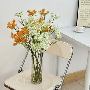 Ramo de Flores Artificiales de Encaje, Blanco, Naranja y Verde, de Plástico, Alta Simulación, Decoración para el Hogar, Accesorio para Fotografía de Bodas - Product Image 1