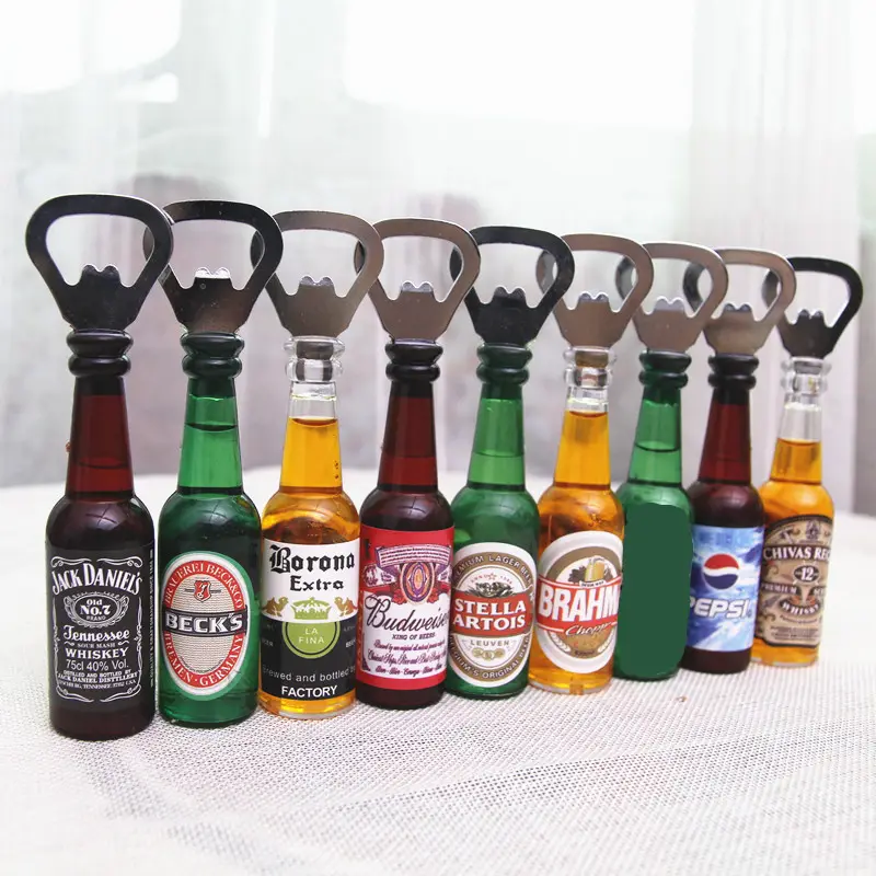 Multifunction Bottle Shape Beer Opener Custom Brand Logo Wall Mount Beer Bottle Shaped Fridge Magnet Opener
