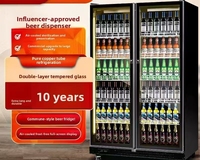 Armoire Réfrigérée Commerciale Monotempérature à Trois Portes, Écran Tactile, Refroidissement par Air, en Acier Inoxydable 304, pour Vins, Bières et Boissons, Numérique