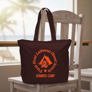 Cadeaux souvenirs personnalisés pour le camp d'été, sac fourre-tout en toile épaisse avec fermeture éclair de 12 oz, sac de voyage à bandoulière pour la plage - Product Image 1