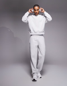 Produttore di Felpe Personalizzate, <span class=keywords><strong>Felpa</strong></span> Corta da Uomo in Cotone Pesante 440gsm, Oversize e Squadrata in Grigio Chiaro - Product Image 4