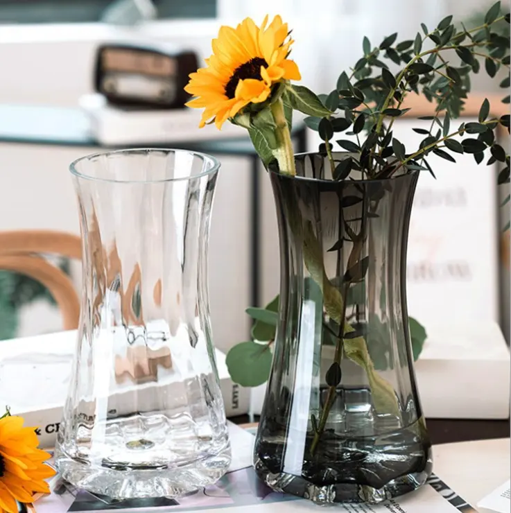 Vaso de cristal transparente para casamento, vaso para flores com cilindro único para envio moderno