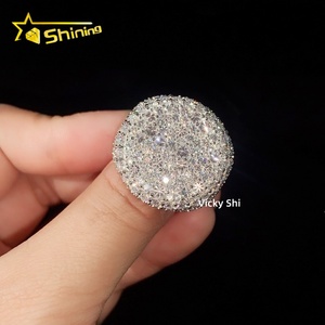 Anello da <span class=keywords><strong>Uomo</strong></span> Hip Hop Iced Out con Moissanite a Mosaico Incastonato a Contrasto, Personalizzato GRA in Argento Sterling 925 per <span class=keywords><strong>Fidanzamento</strong></span> e Matrimonio - Product Image 1