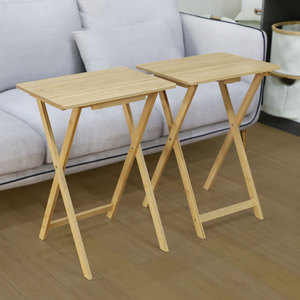 Table pliante en bambou Samexi 485x370x660mm, design minimaliste, table d'étude pliable pour l'extérieur, table d'appoint - Product Image 2