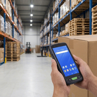 Computadora de Mano Android 15 de 5.5 Pulgadas, PDA Industrial con Escáner, Mango Ergonómico, Lector de Códigos de Barras 2D, 4+64GB para Logística y Almacén