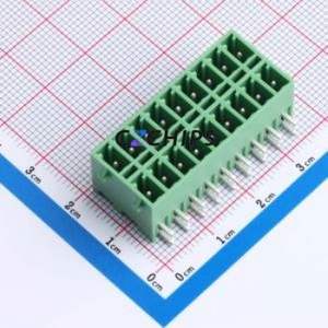 DB2ERHBG-3.81-2*9P-GN Plug-in Terminal Block Bent Lead Through Hole,P=3.81mm Board-to-Board / Socket - Closed Snap Fixing 2x9P - Product Image 1