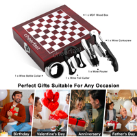 Ensemble d'outils pour vin rouge personnalisé et kit d'ouvre-bouteille avec verseur, accessoires pour vin, coffret en bois