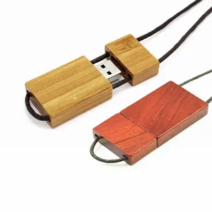 Eco-friendly promo gift wooden pen drive 128gb wood lanyard usb flash drives with custom logo 8GB flash memory USB stick 32gb