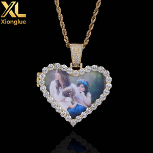 จี้รูปหัวใจแบบ Iced Out เครื่องประดับฮิปฮอป จี้รูปภาพสั่งทำ สร้อยคอจี้รูปภาพที่ระลึก สร้อยคอแบบปรับแต่งได้ - Product Image 4