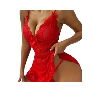 Completo Intimo Sexy Tks Stile Europeo Americano con Bretelle, Pizzo, Rete, Poliestere e Ricami - Set Gonna e Mutandina - Product Image 5