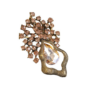 Broche <span class=keywords><strong>de</strong></span> fleur en cristal entièrement ornée <span class=keywords><strong>de</strong></span> strass pour homme, <span class=keywords><strong>boucle</strong></span> en alliage exquise pour mariages et fêtes, badge doré pour banquets - Product Image 2