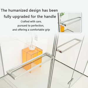 <span class=keywords><strong>Doccia</strong></span> Moderna Personalizzabile con Telaio in Metallo Cromato/Nero/Grigio, Vetro Temperato Spesso 10mm in Acciaio Inox, Separazione Zona Asciutta/Bagnata - Product Image 4