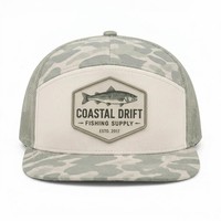 Casquette Snapback Structurée à 7 Panneaux avec Logo Personnalisé en PVC Caoutchouc, Imprimé Camouflage, Chasse, Pêche, Casquette Trucker, Fabricant OEM ODM