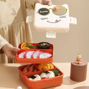 Cute Cartoon Children's Double <b>Lunch</b> Box 3 Separate <b>Lunch</b> Box with Sauce Box - Product Image 3