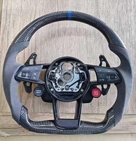 Volant en fibre de carbone amélioré pour Audi, cuir suédé perforé avec démarrage à un bouton, remplacement direct