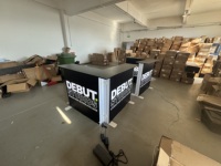 Comptoir d'angle lumineux en tissu pour salon professionnel, en forme de L, 10x10, avec boîte à lumière SEG