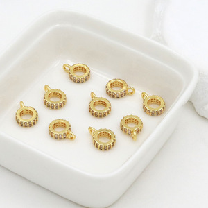 Colgante redondo con cuentas de circonio chapado en oro y cobre, accesorios de joyería DIY para hacer pulseras C45 - Product Image 1