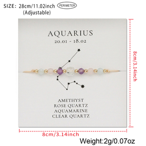 <span class=keywords><strong>Bracelet</strong></span> en pierre naturelle signe du zodiaque, perles de cristal de guérison, constellation, macramé, amitié, cadeau d'anniversaire pour <span class=keywords><strong>femme</strong></span> - Product Image 4