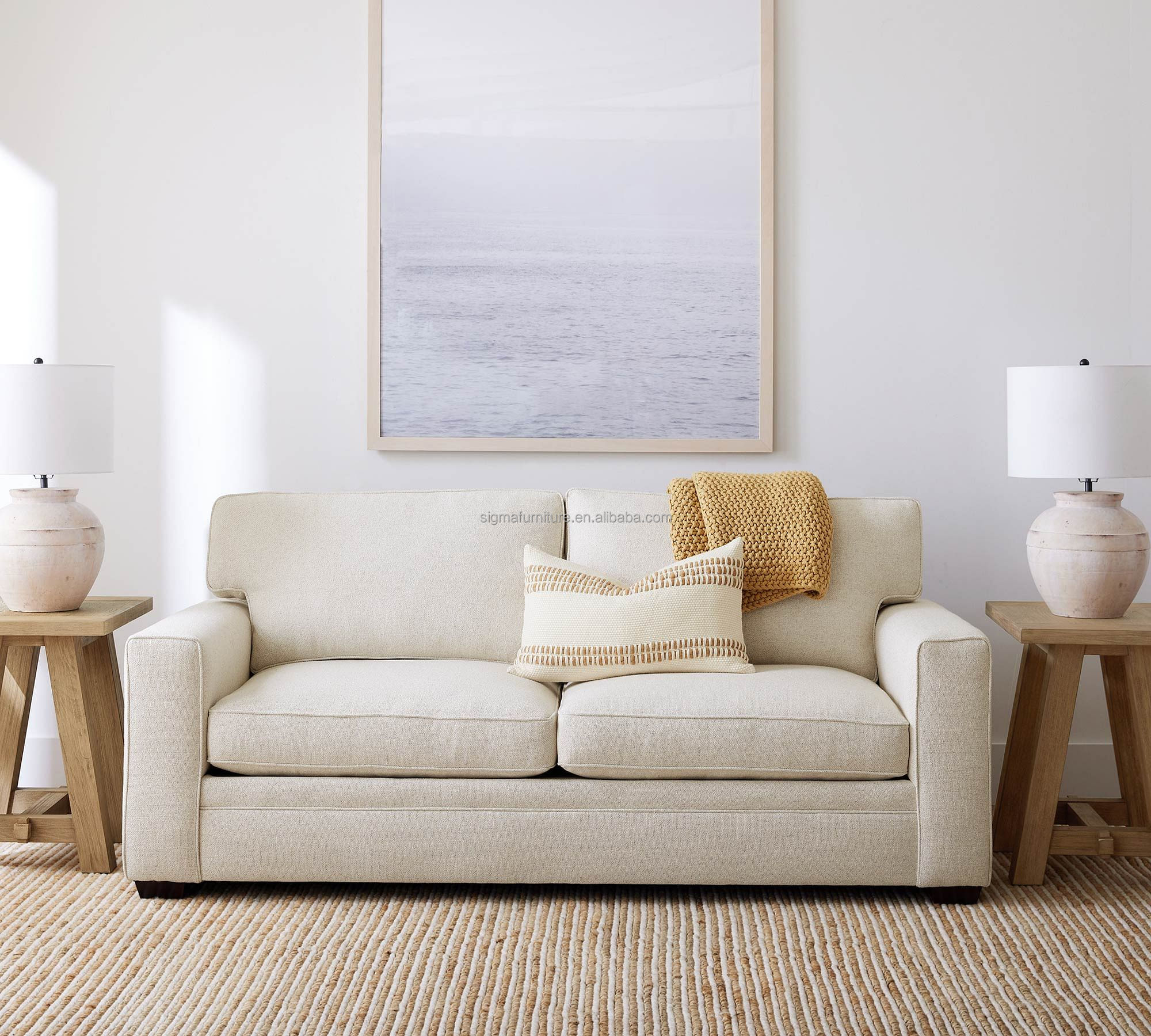 High quality modern customize upholster modern rectangle square armchair love seat sofa