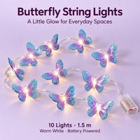 Guirlandes lumineuses LED papillon à piles, décorations féériques de Noël, rideau lumineux intérieur/extérieur