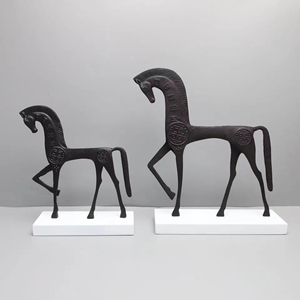 خمر معدن النحاس المال الحصان زخرفة الحصان الحيوان النحت ديكور مدخل المنزل - Product Image 1