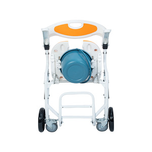 Folding <b>Commode</b> <b>Chair</b> For Elderly Lightweight Portable With Wheels Open Front Anti Slip Toilet Seat For Disabled And Pregnant - Product Image 3