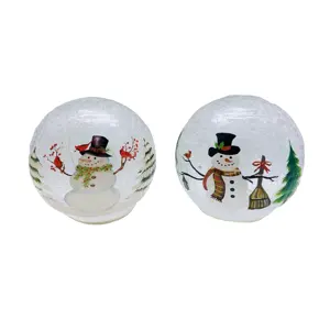 Рождественский Снеговик стеклянный шарик со светодиодным стеклянным абажуром для украшения стола весенний праздничный подарок