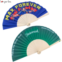 Individuell Bedruckte Faltbare Handfächer 23cm Polyester-Baumwoll-Stoff Holzfächer für Geschenke, Werbegeschenke, Event-Promotion