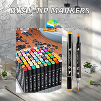 Marqueurs à alcool double pointe, double tête, 48 couleurs, à base d'huile, permanents, pour écriture, croquis et dessin, en vrac