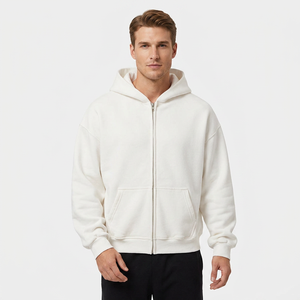Sudadera con Capucha de Felpa de Algodón Grueso SAAR INDUSTRIES para Hombre, Talla Grande, Color Blanco Sólido, Estilo Casual Urbano, Color y Talla Personalizables, Invierno - Product Image 1