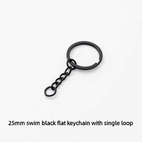 Kit de porte-clés plats en métal noir 25-35 mm avec anneaux brisés, chaînes, anneaux de jonction et broches à œil à vis en vrac pour la fabrication de bijoux et de porte-clés DIY