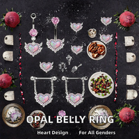 Nouvelle Collection de Bijoux de Piercing pour Nombril, Oreille et Lèvre, en Opale Imitée, Anti-Allergie, pour Mariage et Fiançailles, en Titane Plaqué Titane