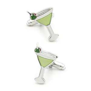 Wholesale Shirt Cufflinks Quality Copper Material Green Color Cuff Links Drinking Design Cocktail Cufflinks For Men