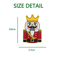 Patch brodé motif Couronne du Roi Casse-Noisette 8,8 cm, taille personnalisée, broderie couleur intégrale, badge de Noël thermocollant, vente en gros OEM