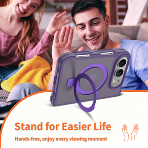Étui pliable pour <span class=keywords><strong>iPhone</strong></span> 18 Ultra, violet mat, doux au toucher, avec support anneau de maintien, personnalisé, antichoc, magnétique - Product Image 6