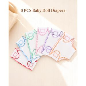 Pañales para muñecas Babeside, paquete de 6 para muñecas de 12-15 pulgadas, accesorios de tela lavables y reutilizables - Product Image 4