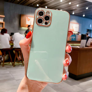 Custodia per <span class=keywords><strong>iPhone</strong></span> 17 16 Pro Max, Colore Solido con Bordo Dorato Elettroplaccato, Protezione per Obiettivo con Sublimazione - Product Image 6