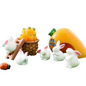 Décoration de jardinage miniature DIY Lapin, Ornement créatif pour gâteau, Pendentif porte-clés, Artisanat en résine de dessin animé - Product Image 1