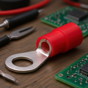 Terminal de Ojo Aislado de 6.3mm, Conector de Cable Rojo para Cableado Eléctrico - Product Image 3